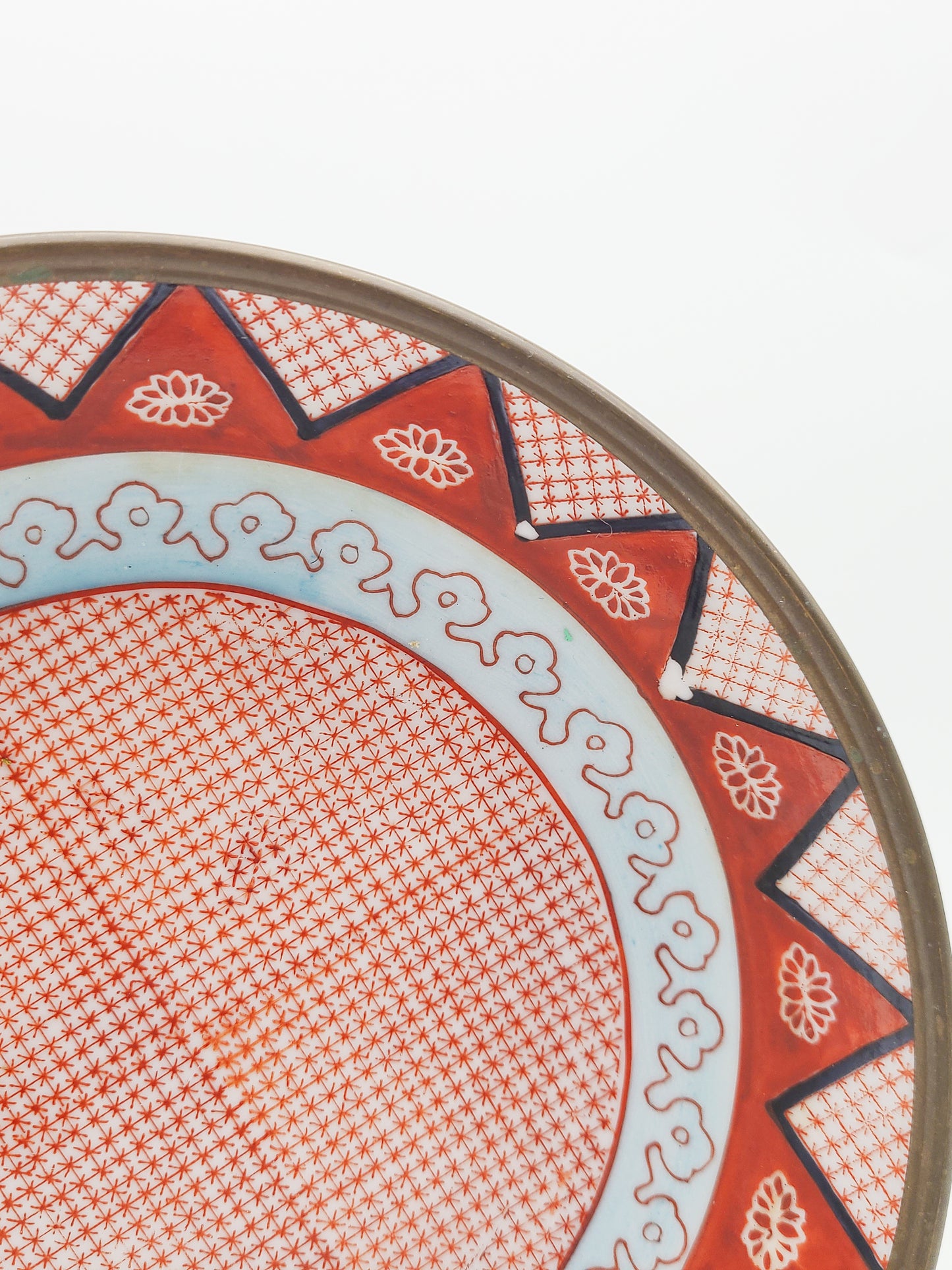Japanese Porcelain Plate with Bronze Exterior