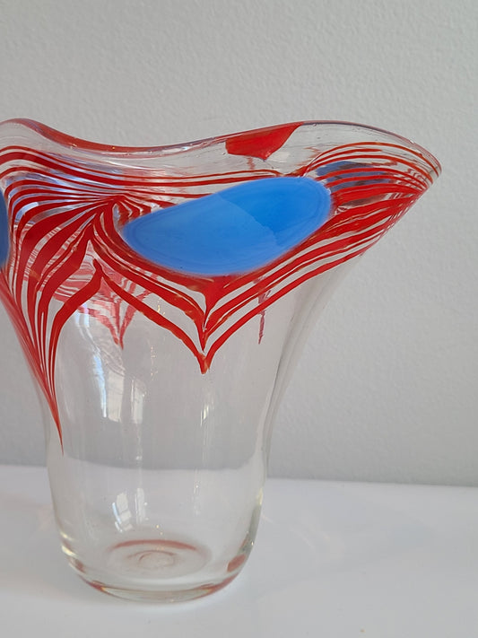 Artisan Hand Blown Pulled Feather Vase