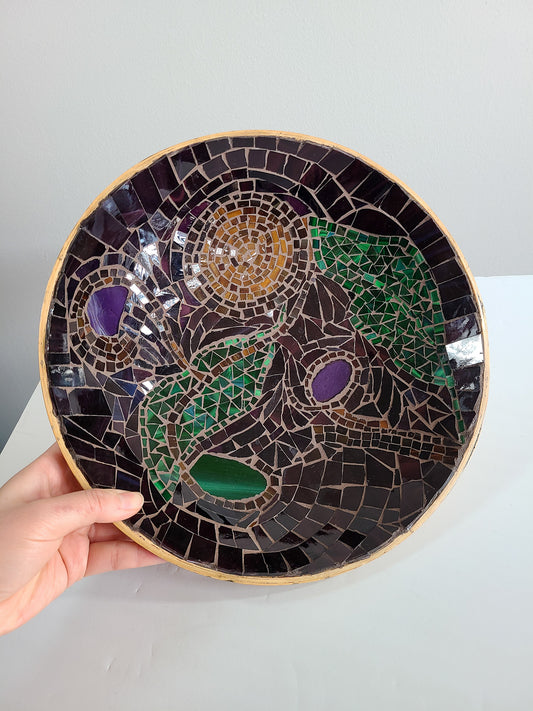 Glass mosaic sunflower plate