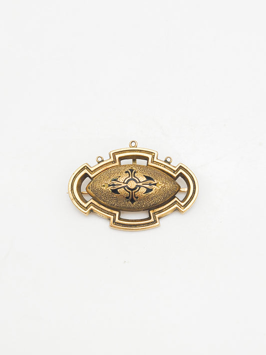 Victorian Taille d'epargné Gold Brooch
