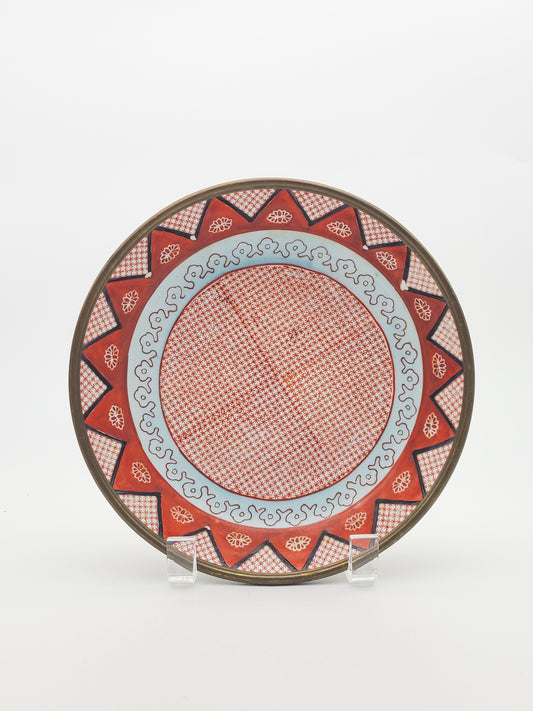 Japanese Porcelain Plate with Bronze Exterior