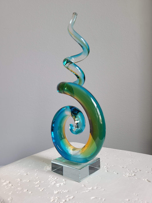 Murano Spiral Glass Sculpture Paperweight